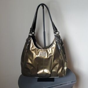Coach Metallic Olive Green Shoulder Bag